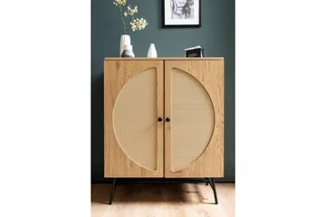Sideboard Wohnling Folierad spånskiva ekoptik halvcirkel rottingväv look 2 dörrar modern - Förvaring - Förvaringsmöbler - Sideboard & skänk