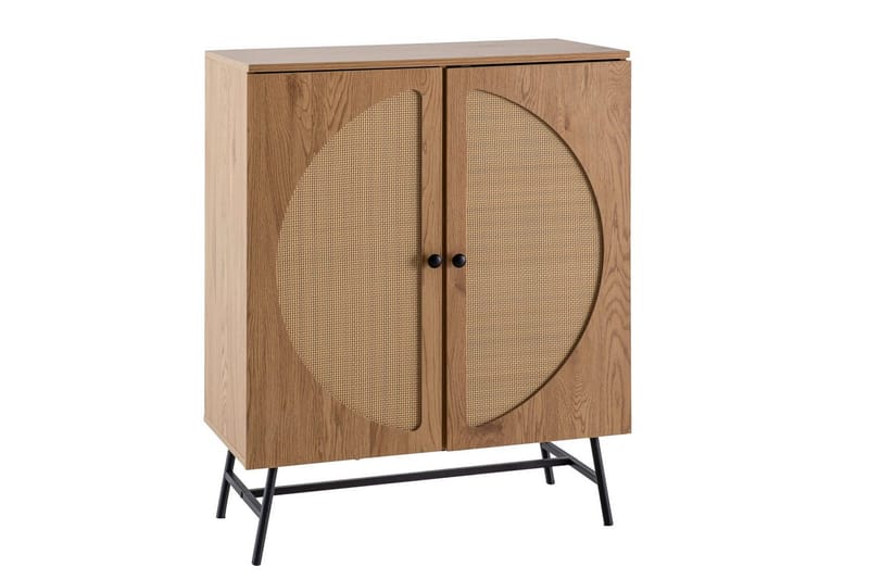 Sideboard Wohnling Folierad spånskiva ekoptik halvcirkel rottingväv look 2 dörrar modern, undefined