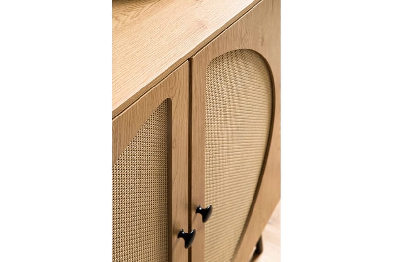 Sideboard Wohnling Folierad spånskiva ekoptik halvcirkel rottingväv look 2 dörrar modern - Möbler - Bord & matgrupper - Avlastningsbord - Hallbord