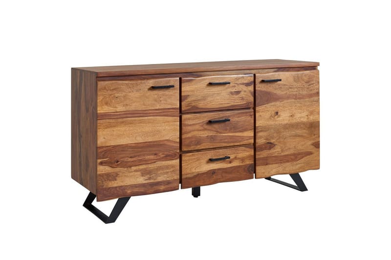Sideboard Wohnling Massiv trä träd kant 145 cm med 2 dörrar 3 lådor industriell, undefined