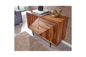 Sideboard Wohnling massivt trä, 3D geometrisk front, tryck-öppna, industriell loftstil 100 cm - 100 cm - Möbler - Bord & matgrupper - Avlastningsbord - Hallbord