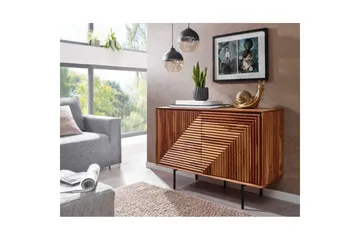 Sideboard Wohnling massivt trä, 3D geometrisk front, tryck-öppna, industriell loftstil 100 cm - 100 cm - Möbler - Bord & matgrupper - Avlastningsbord - Hallbord