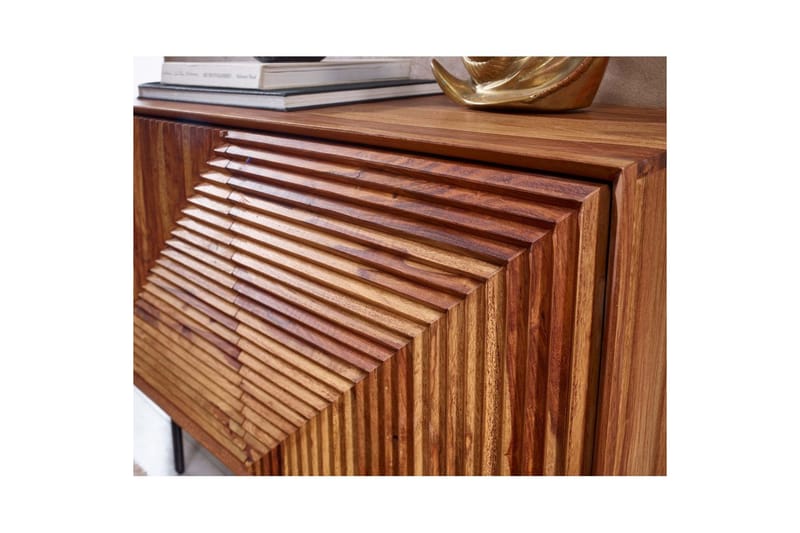 Sideboard Wohnling massivt trä, 3D geometrisk front, tryck-öppna, industriell loftstil 100 cm - 100 cm - Möbler - Bord & matgrupper - Avlastningsbord - Hallbord