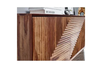 Sideboard Wohnling massivt trä, 3D geometrisk front, tryck-öppna, industriell loftstil 148 cm - 148 cm - Förvaring - Förvaringsmöbler - Sideboard & skänk