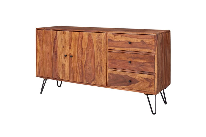 Sideboard Wohnling Massivt trä 145 cm med 3 lådor 1 dörr hårnålsben industriell - Möbler - Bord & matgrupper - Avlastningsbord - Konsolbord & sidobord