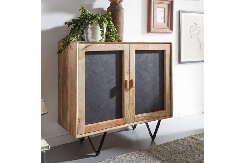 Sideboard Wohnling Massivt trä 80 cm 3D kant stenoptik front 2 dörrar modern - Möbler - Bord & matgrupper - Avlastningsbord - Hallbord