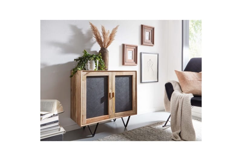 Sideboard Wohnling Massivt trä 80 cm 3D kant stenoptik front 2 dörrar modern - Möbler - Bord & matgrupper - Avlastningsbord - Hallbord