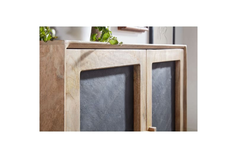 Sideboard Wohnling Massivt trä 80 cm 3D kant stenoptik front 2 dörrar modern - Möbler - Bord & matgrupper - Avlastningsbord - Hallbord