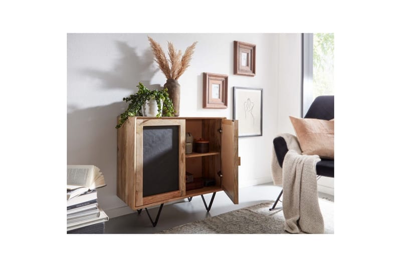 Sideboard Wohnling Massivt trä 80 cm 3D kant stenoptik front 2 dörrar modern - Möbler - Bord & matgrupper - Avlastningsbord - Hallbord