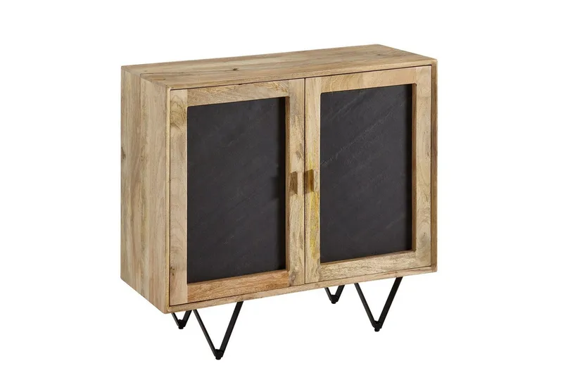 Sideboard Wohnling Massivt trä 80 cm 3D kant stenoptik front 2 dörrar modern, undefined