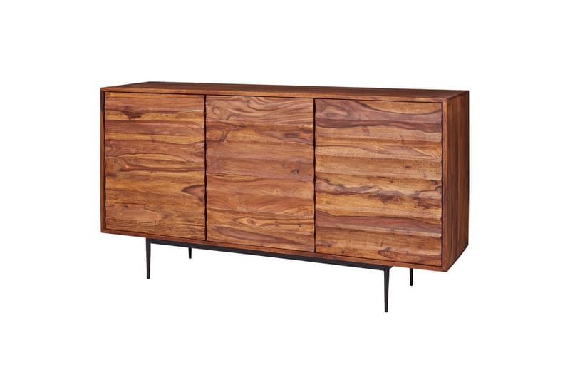 Sideboard Wohnling Massivt trä dörrar med tryck-öppning 150 cm filigrana metallben industriell, undefined