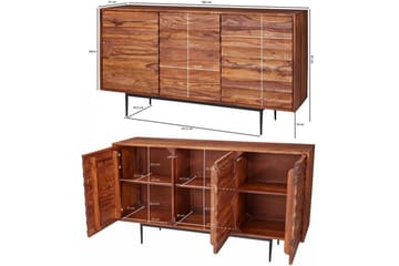 Sideboard Wohnling Massivt trä dörrar med tryck-öppning 150 cm filigrana metallben industriell - Förvaring - Förvaringsmöbler - Sideboard & skänk