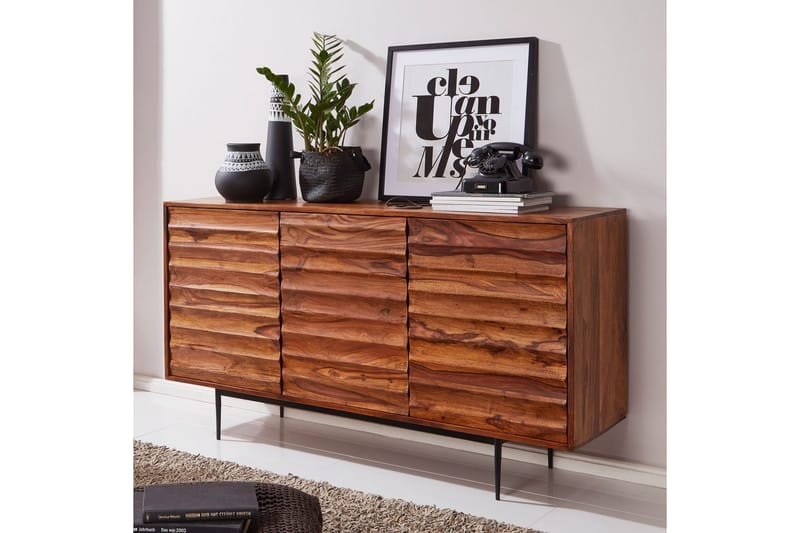 Sideboard Wohnling Massivt trä dörrar med tryck-öppning 150 cm filigrana metallben industriell - Möbler - Bord & matgrupper - Avlastningsbord - Hallbord