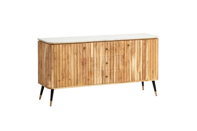 Sideboard Wohnling Massivt trä riktig marmoryta 150 cm 2 dörrar 3 lådor modern - Möbler - Bord & matgrupper - Avlastningsbord - Konsolbord & sidobord