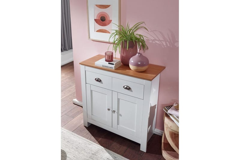 Sideboard Wohnling Melaminbelagd spånskiva tvåfärgad optik ek/vit 2 dörrar 2 lådor modern - Möbler - Bord & matgrupper - Avlastningsbord - Hallbord