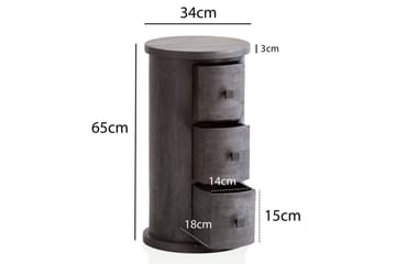 Sideboard Wohnling Runt massivt trä lantlig stil Svart, 3 lådor - Svart, 3 lådor - Förvaring - Förvaringsmöbler - Sideboard & skänk