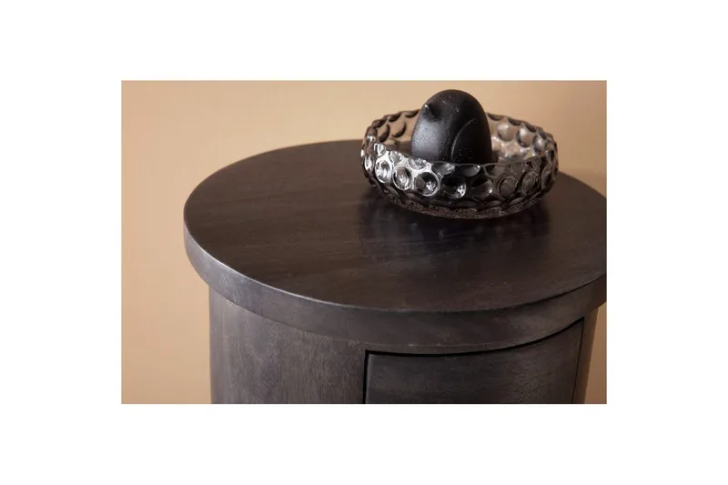 Sideboard Wohnling Runt massivt trä lantlig stil Svart, 3 lådor - Svart, 3 lådor - Förvaring - Förvaringsmöbler - Byrå - Hallbyrå