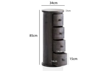 Sideboard Wohnling Runt massivt trä lantlig stil Svart, 4 lådor - Svart, 4 lådor - Möbler - Bord & matgrupper - Avlastningsbord - Hallbord