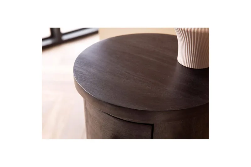 Sideboard Wohnling Runt massivt trä lantlig stil Svart, 4 lådor - Svart, 4 lådor - Möbler - Bord & matgrupper - Avlastningsbord - Hallbord