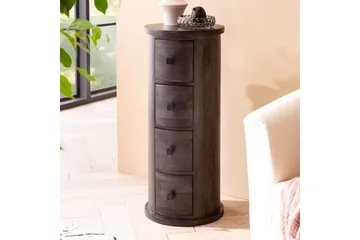 Sideboard Wohnling Runt massivt trä lantlig stil Svart, 4 lådor - Svart, 4 lådor - Möbler - Bord & matgrupper - Avlastningsbord - Hallbord