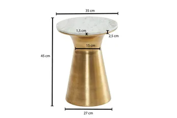 Sido bord Wohnling Äkta marmor rund 35 cm gyllene bas modern - Möbler - Bord & matgrupper - Avlastningsbord - Lampbord