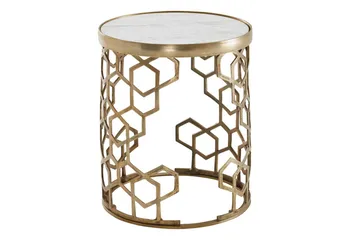 Sido bord Wohnling Äkta marmor rund 44 cm honungskake-optik bas modern - Möbler - Bord & matgrupper - Avlastningsbord - Lampbord