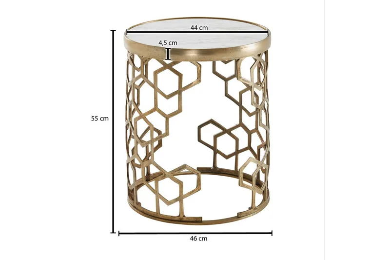 Sido bord Wohnling Äkta marmor rund 44 cm honungskake-optik bas modern - Möbler - Bord & matgrupper - Avlastningsbord - Lampbord