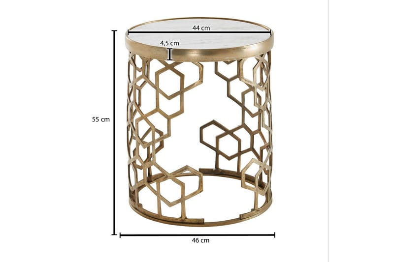 Sido bord Wohnling Äkta marmor rund 44 cm honungskake-optik bas modern - Möbler - Bord & matgrupper - Avlastningsbord - Lampbord