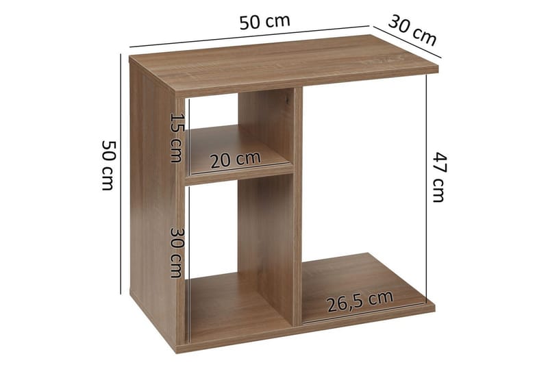 Sido bord Wohnling folierad spånskiva 50 cm, modern loftstil Sonoma - Sonoma - Möbler - Bord & matgrupper - Avlastningsbord - Lampbord