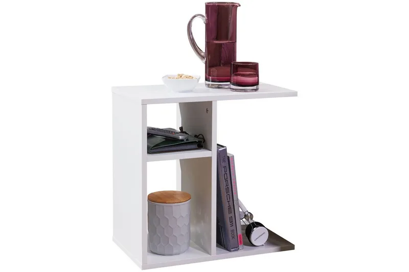 Sido bord Wohnling folierad spånskiva 50 cm, modern loftstil Vit, Vit