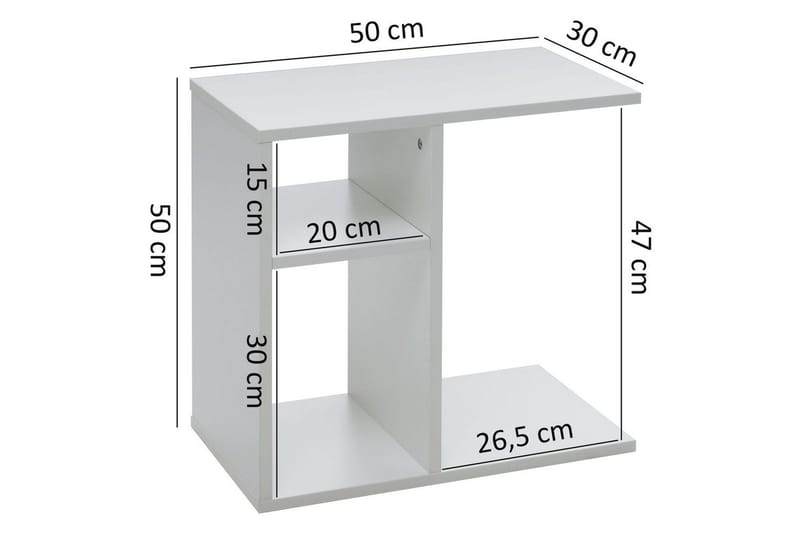 Sido bord Wohnling folierad spånskiva 50 cm, modern loftstil Vit - Vit - Möbler - Bord & matgrupper - Avlastningsbord - Lampbord