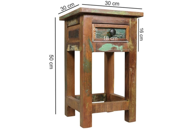 Sido bord Wohnling Massivt återvunnet trä Kolkutta låda Industriell - Möbler - Bord & matgrupper - Avlastningsbord - Lampbord
