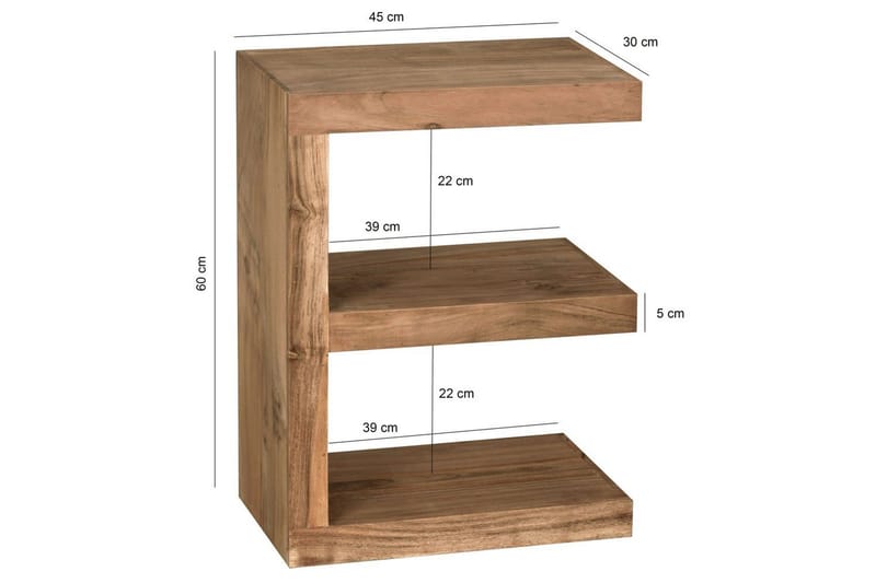 Sido bord Wohnling Massivt trä, E-kub, lantlig stil Akacia - Akacia - Möbler - Bord & matgrupper - Avlastningsbord - Lampbord