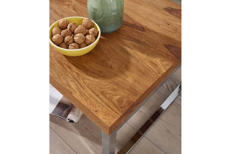 Sido bord Wohnling massivt trä, kvadratisk med metallkromben, herrgårdsstil 60x60 cm - 60x60 cm - Möbler - Bord & matgrupper - Avlastningsbord - Lampbord