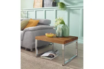 Sido bord Wohnling massivt trä, kvadratisk med metallkromben, herrgårdsstil 60x60 cm - 60x60 cm - Möbler - Bord & matgrupper - Avlastningsbord - Lampbord