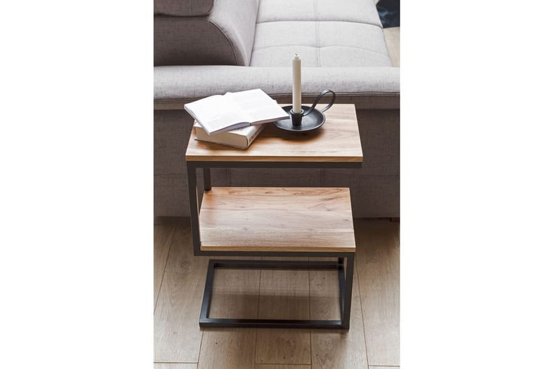 Sido bord Wohnling Massivt trä, S Cube, metallram i lantlig stil Akacia - Akacia - Möbler - Bord & matgrupper - Avlastningsbord - Lampbord