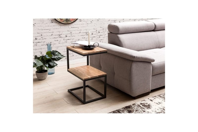 Sido bord Wohnling Massivt trä, S Cube, metallram i lantlig stil Akacia - Akacia - Möbler - Bord & matgrupper - Avlastningsbord - Lampbord