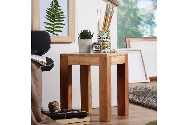 Sido bord Wohnling massivt trä 35x35cm med träben, lantlig stil Akacia - Akacia - Möbler - Bord & matgrupper - Avlastningsbord - Lampbord