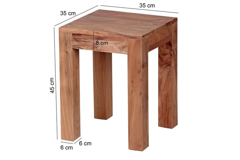 Sido bord Wohnling massivt trä 35x35cm med träben, lantlig stil Akacia - Akacia - Möbler - Bord & matgrupper - Avlastningsbord - Lampbord