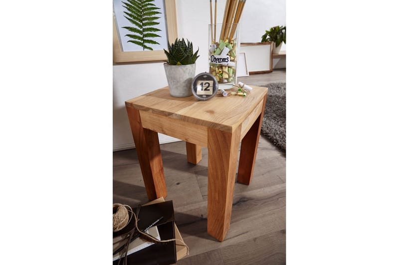 Sido bord Wohnling massivt trä 35x35cm med träben, lantlig stil Akacia - Akacia - Möbler - Bord & matgrupper - Avlastningsbord - Lampbord