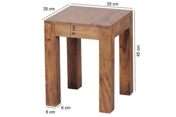 Sido bord Wohnling massivt trä 35x35cm med träben, lantlig stil Rosenträ - Rosenträ - Möbler - Bord & matgrupper - Avlastningsbord - Lampbord