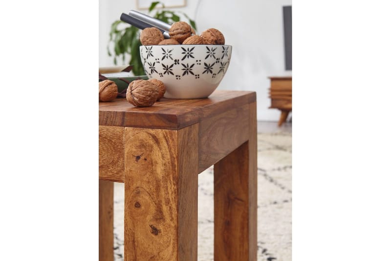 Sido bord Wohnling massivt trä 35x35cm med träben, lantlig stil Rosenträ - Rosenträ - Möbler - Bord & matgrupper - Avlastningsbord - Lampbord