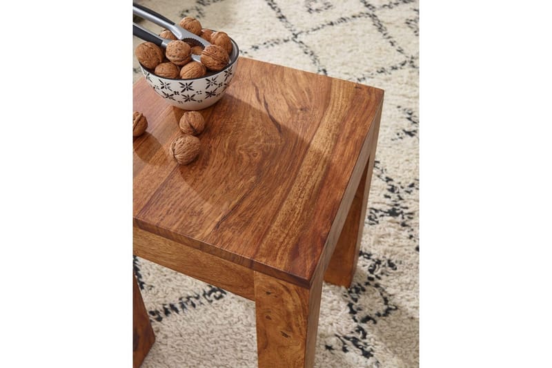 Sido bord Wohnling massivt trä 35x35cm med träben, lantlig stil Rosenträ - Rosenträ - Möbler - Bord & matgrupper - Avlastningsbord - Lampbord