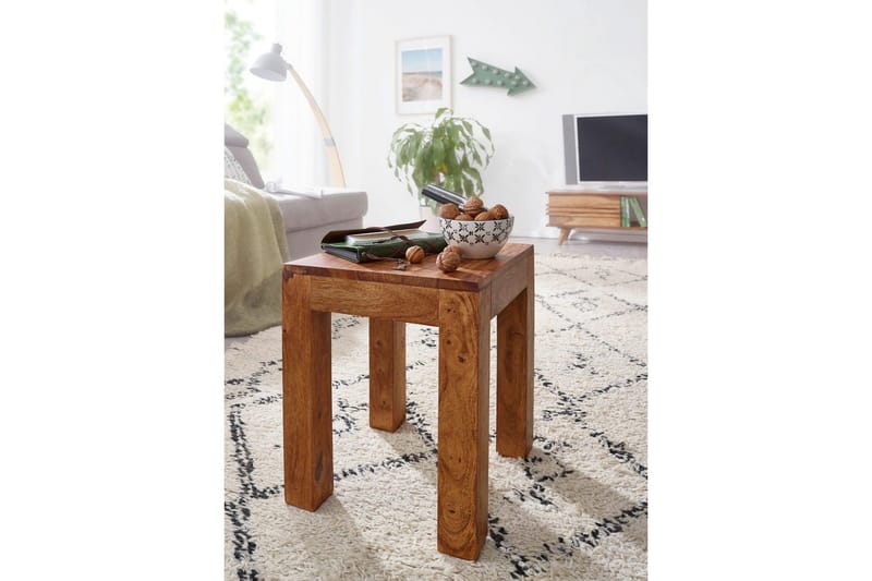 Sido bord Wohnling massivt trä 35x35cm med träben, lantlig stil Rosenträ - Rosenträ - Möbler - Bord & matgrupper - Avlastningsbord - Lampbord