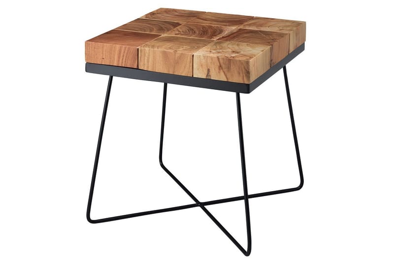 Sido bord Wohnling Massivt trä Blockstil Pulverlackerad metallram Industriell, undefined