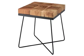 Sido bord Wohnling Massivt trä Blockstil Pulverlackerad metallram Industriell - Möbler - Bord & matgrupper - Avlastningsbord - Lampbord