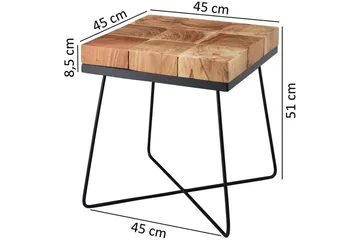 Sido bord Wohnling Massivt trä Blockstil Pulverlackerad metallram Industriell - Möbler - Bord & matgrupper - Avlastningsbord - Lampbord