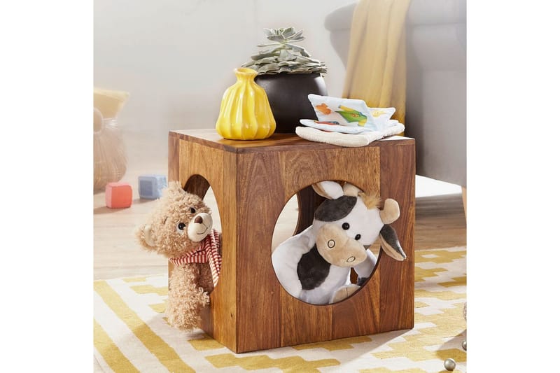 Sido bord Wohnling Massivt trä kub förvaringsutrymme lantstil - Möbler - Bord & matgrupper - Avlastningsbord - Lampbord