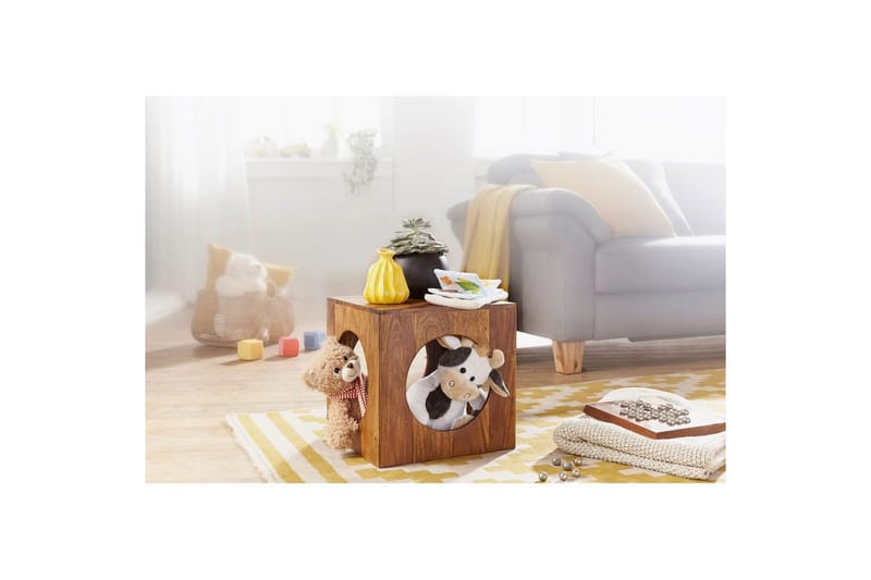 Sido bord Wohnling Massivt trä kub förvaringsutrymme lantstil - Möbler - Bord & matgrupper - Avlastningsbord - Lampbord