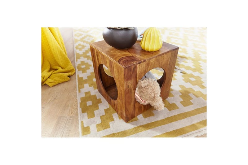 Sido bord Wohnling Massivt trä kub förvaringsutrymme lantstil - Möbler - Bord & matgrupper - Avlastningsbord - Lampbord